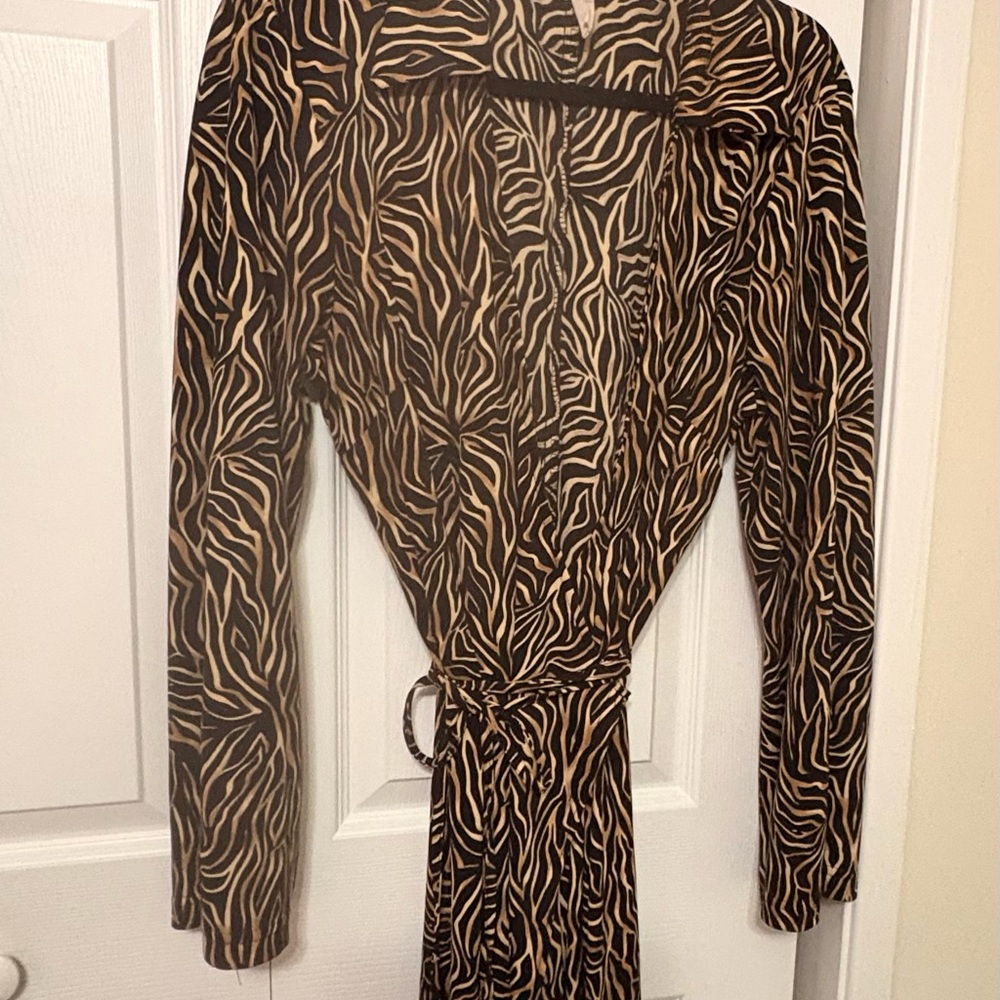 Ashley Stewart Black and Cream Animal Print Dress
